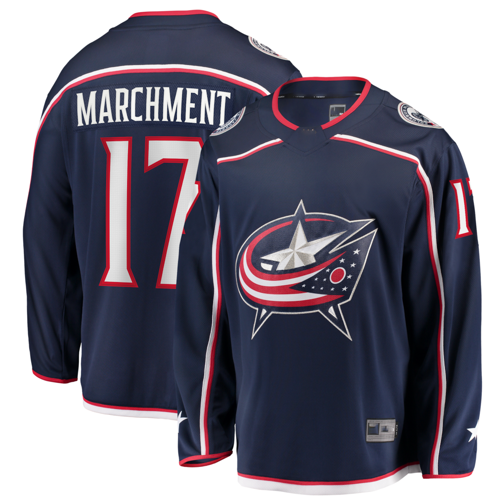 Pouc CB.Jackets #17 Mason Marchment Navy Home Premier Breakaway Player Jersey