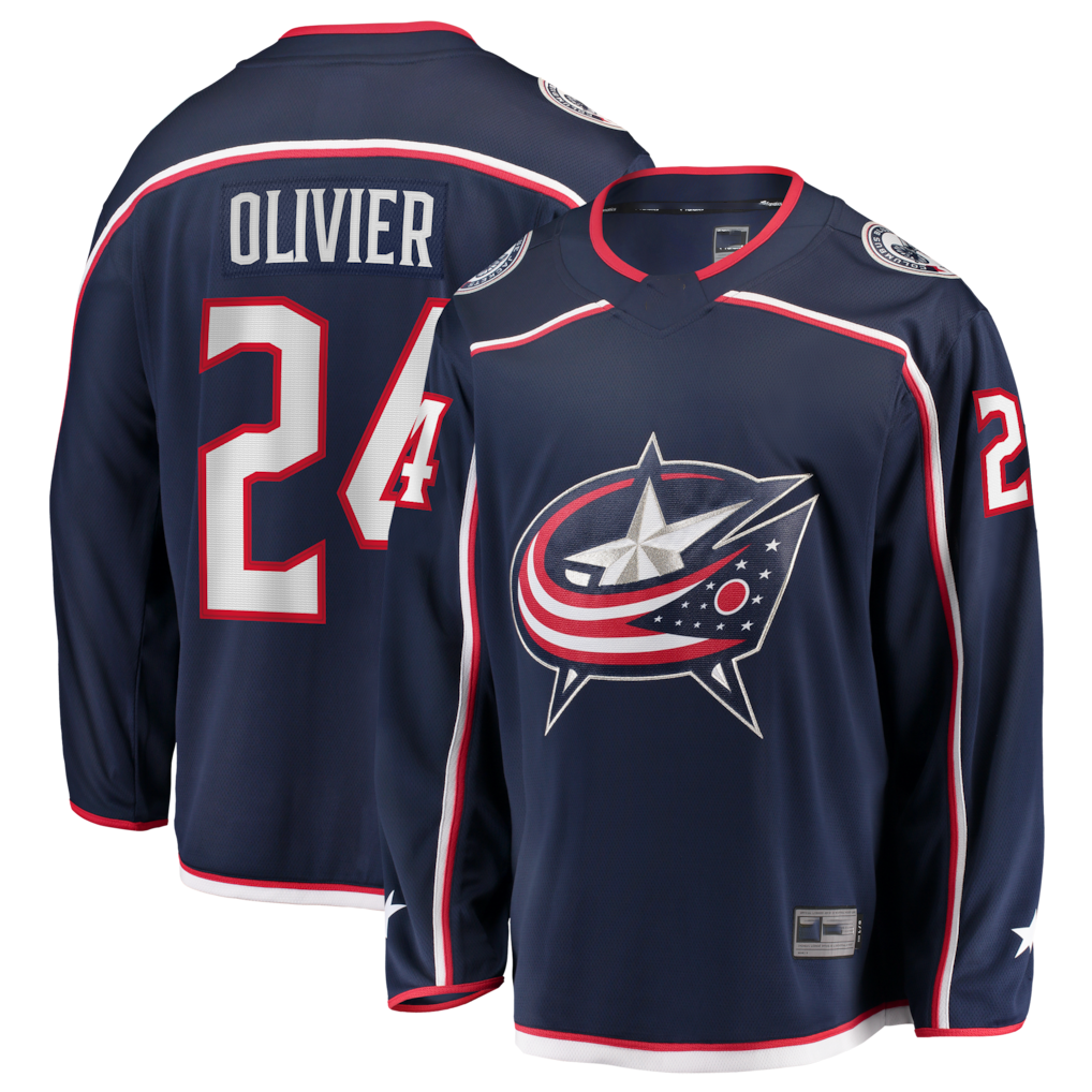 Pouc CB.Jackets #24 Mathieu Olivier Navy Home Breakaway Jersey
