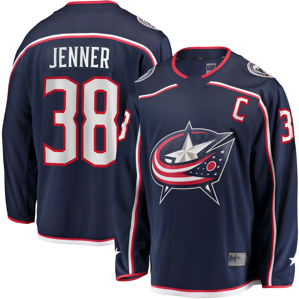 Pouc CB.Jackets #34 Cole Sillinger Navy Home Breakaway Player Jersey