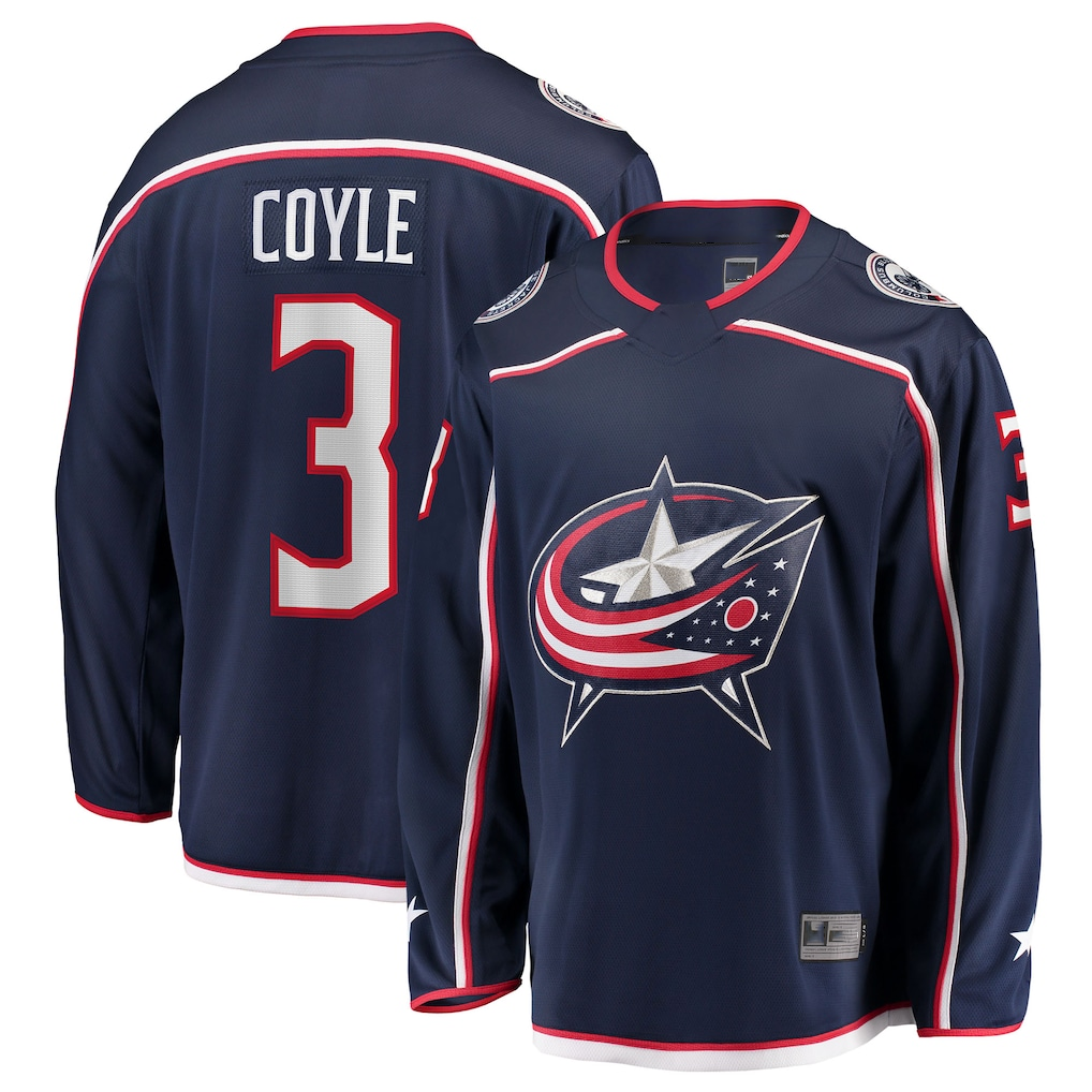 Pouc CB.Jackets #3 Charlie Coyle Navy Home Breakaway Jersey