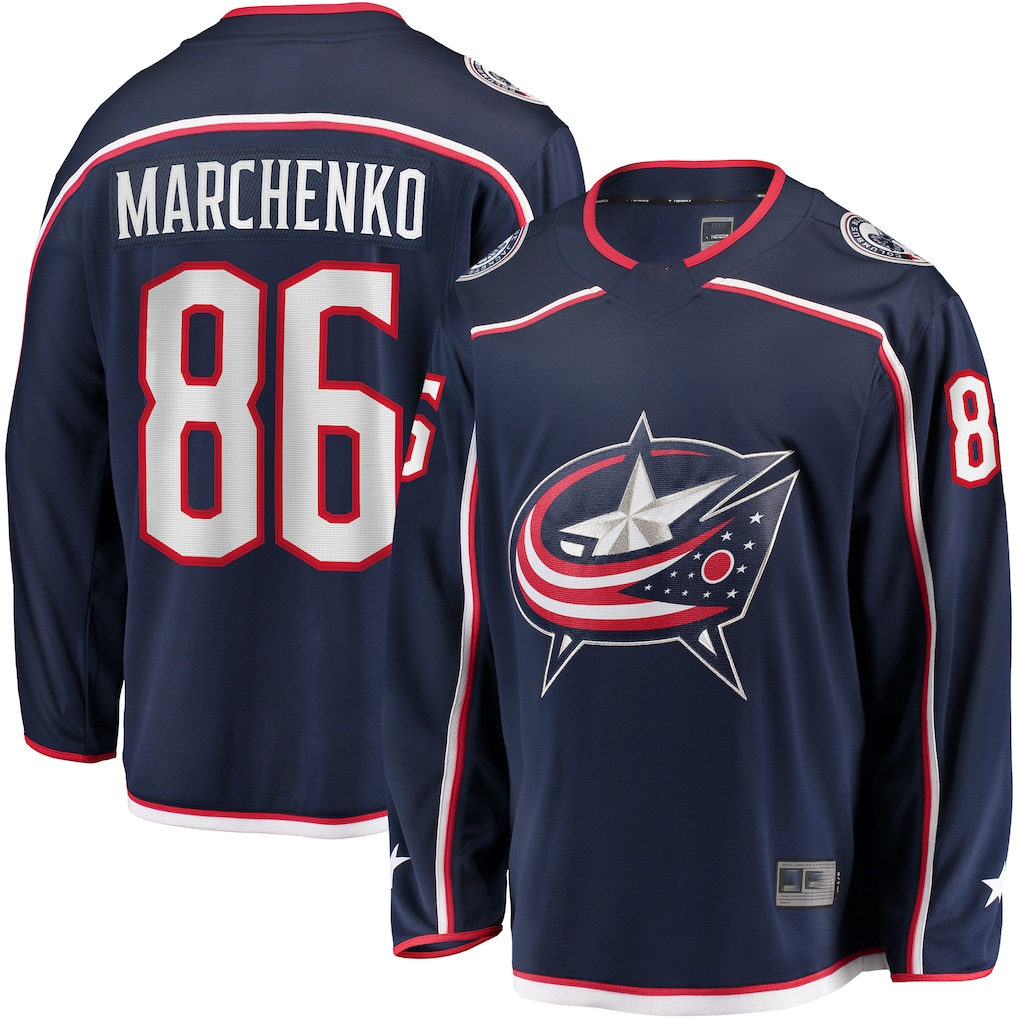 Pouc CB.Jackets #86 Kirill Marchenko Navy Home Breakaway Jersey