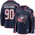Pouc CB.Jackets #90 Elvis Merzlikins Navy Home Breakaway Player Jersey