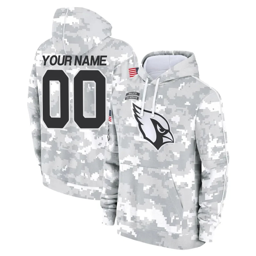Pouc Custom A.Cardinals Arctic Camo Salute to Service Limited Hoodie Any Name & Numbers Stitched Jerseys