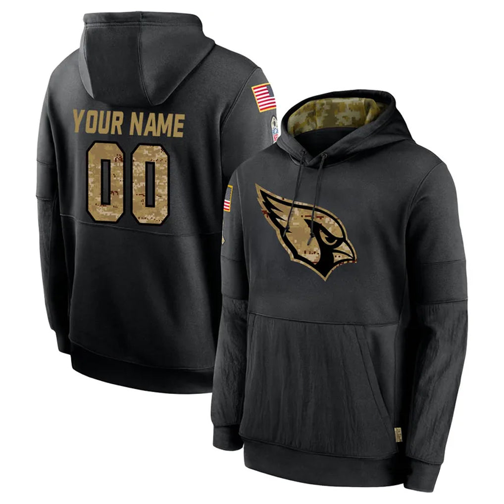 Pouc Custom A.Cardinals Black Salute to Service Hoodies Any Name & Numbers Stitched Jerseys