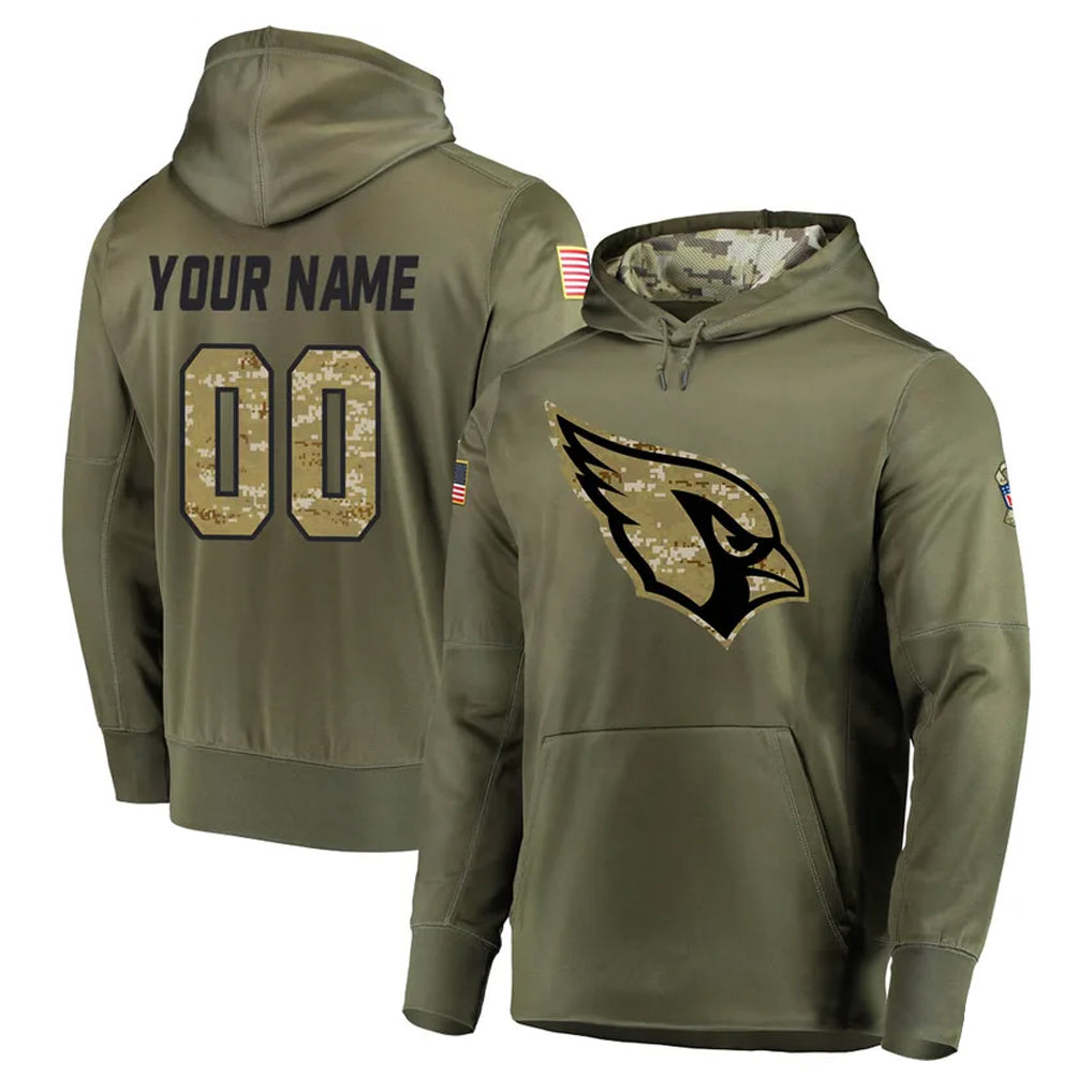 Pouc Custom A.Cardinals Olive Salute to Service Limited Hoodie Any Name & Numbers Stitched Jerseys