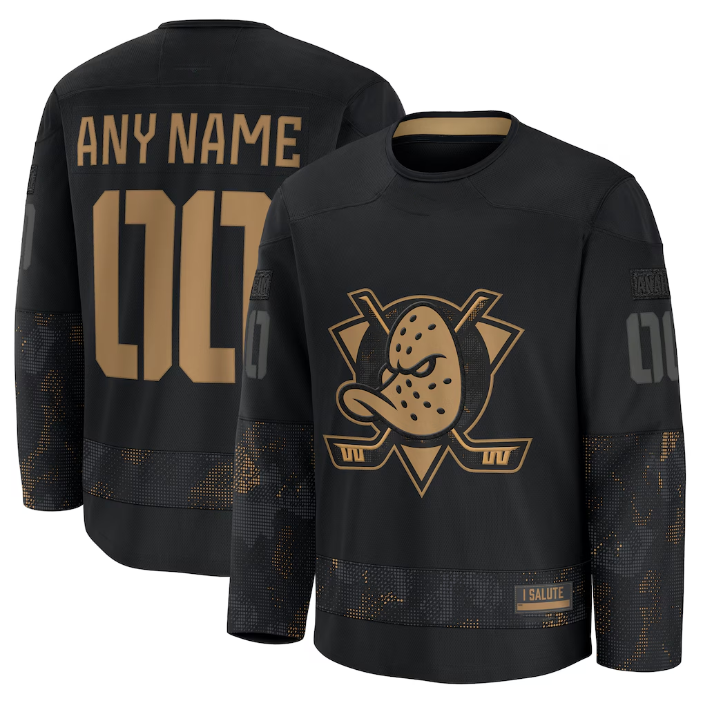 Pouc Custom A.Ducks Black 2024 Military Appreciation Practice Jerseys