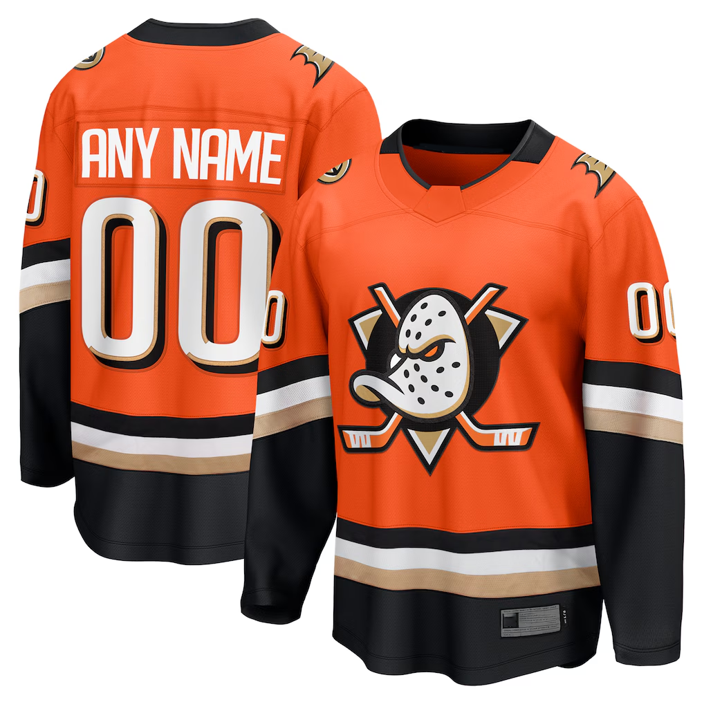 Pouc Custom A.Ducks Orange Home Breakaway Jerseys