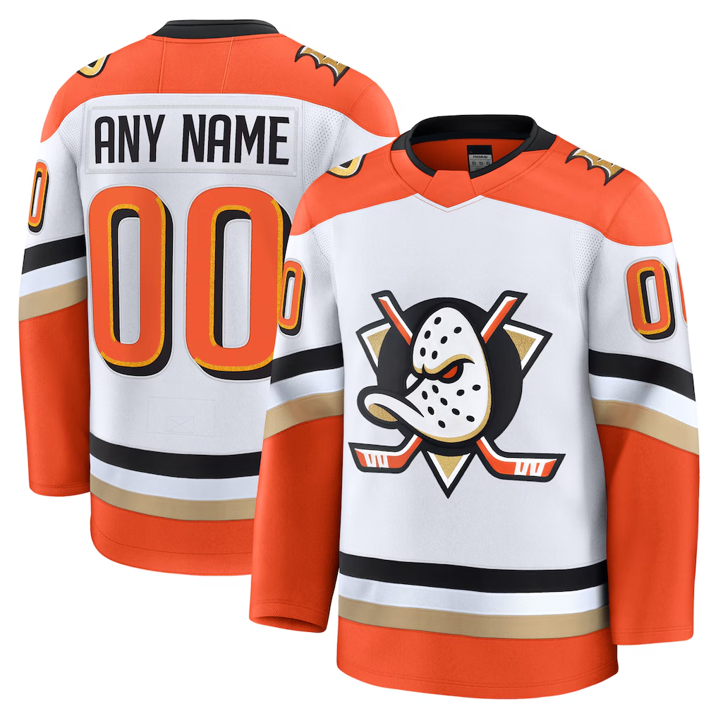 Pouc Custom A.Ducks White Away Premium Jerseys