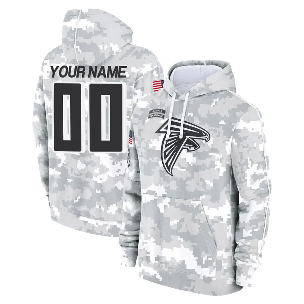 Pouc Custom A.Falcons Arctic Camo Salute to Service Limited Hoodie Any Name & Numbers Stitched Jerseys