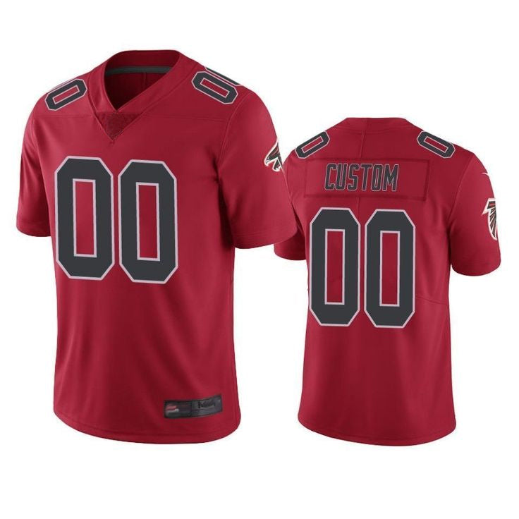 Pouc Custom A.Falcons Red Color Rush Limited Stitched Jerseys