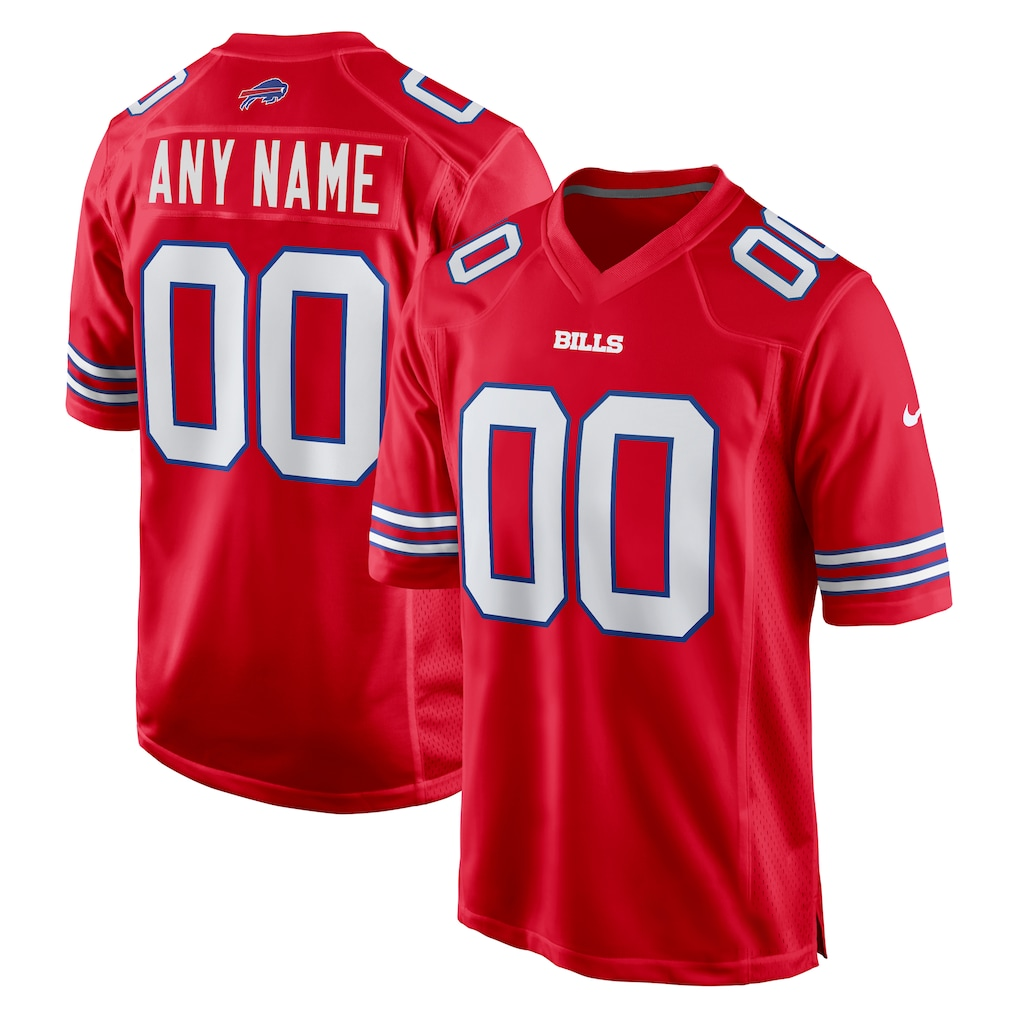 Pouc Custom B.Bills Red Alternate Game Stitched Jerseys