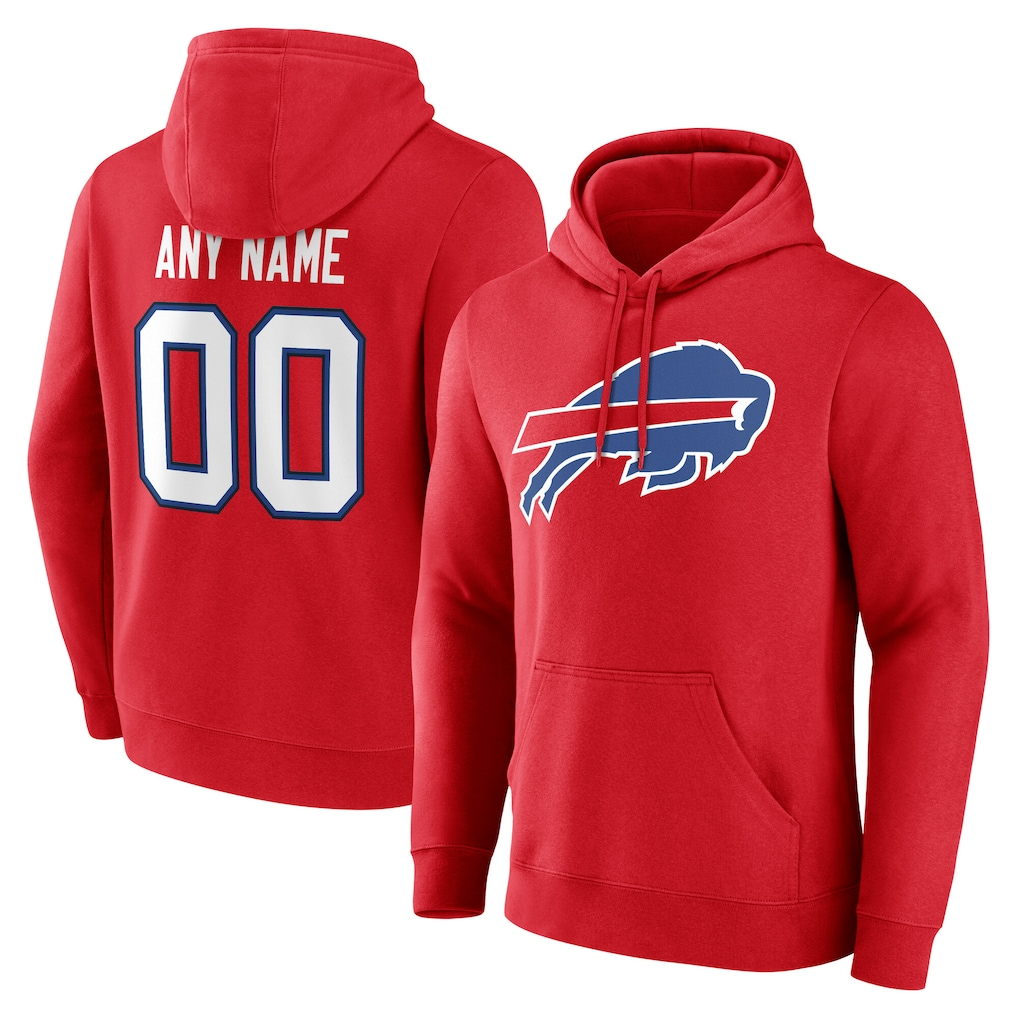 Pouc Custom B.Bills Red Team Authentic Personalized Name & Number Hoodie Stitched Jerseys