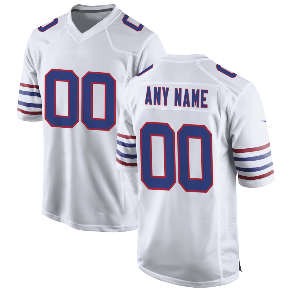 Pouc Custom B.Bills White Alternate Game Stitched Jerseys