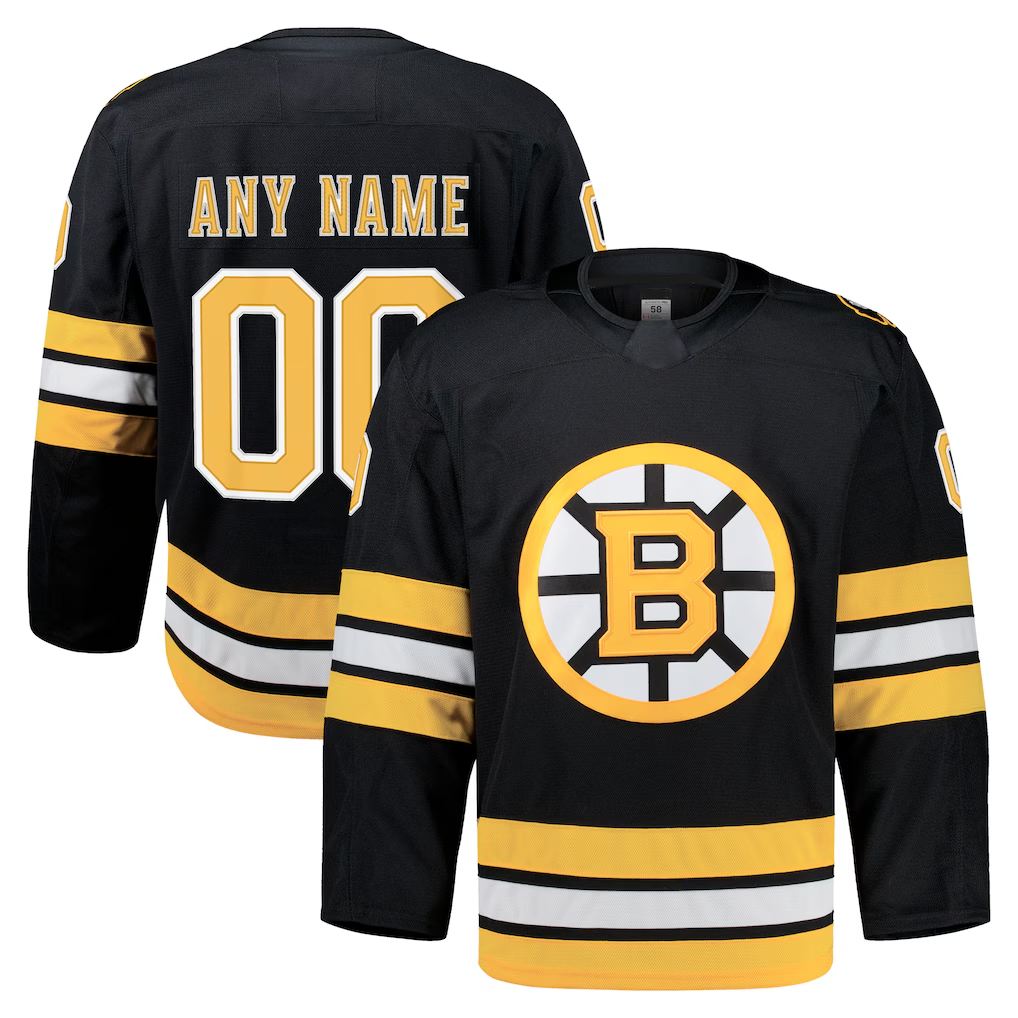 Pouc Custom B.Bruins Black Home Authentic Pro Stitched Jerseys
