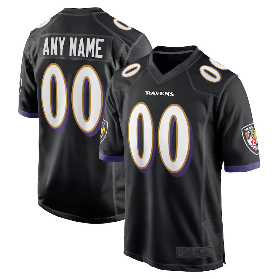 Pouc Custom B.Ravens Black Home Game Stitched Jerseys