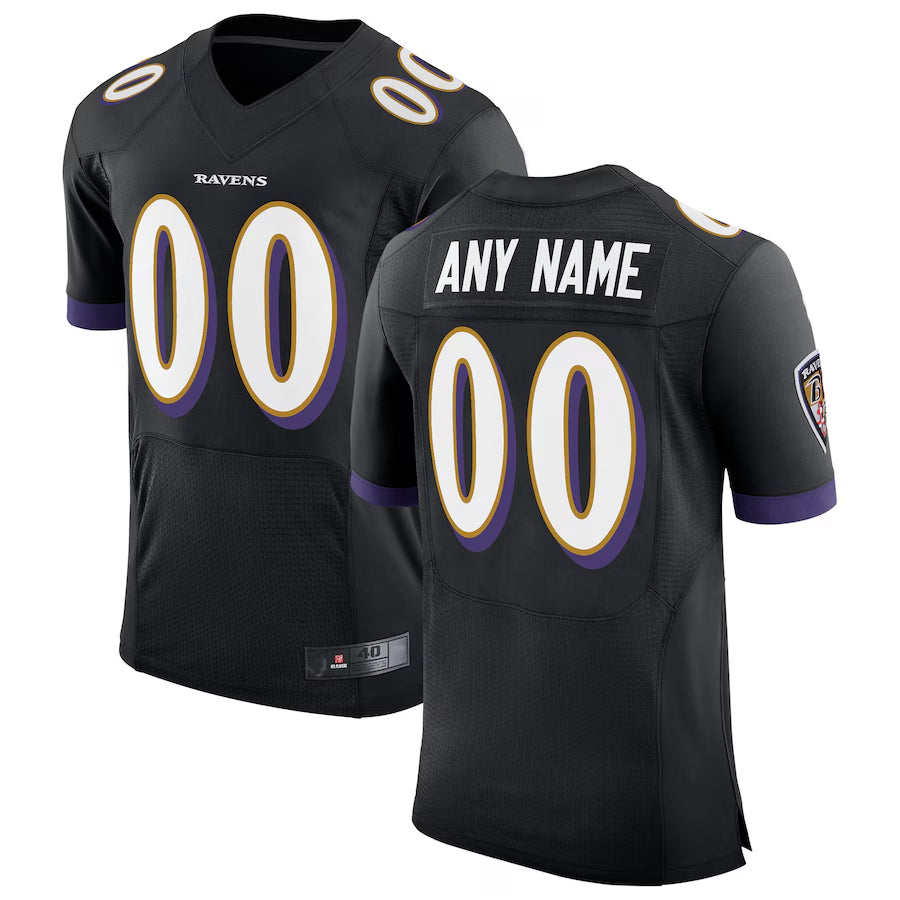 Pouc Custom B.Ravens Black Speed Machine Elite Stitched Jerseys