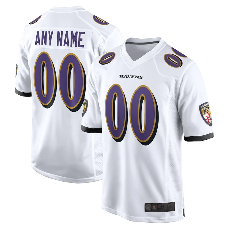 Pouc Custom B.Ravens White Home Game Stitched Jerseys