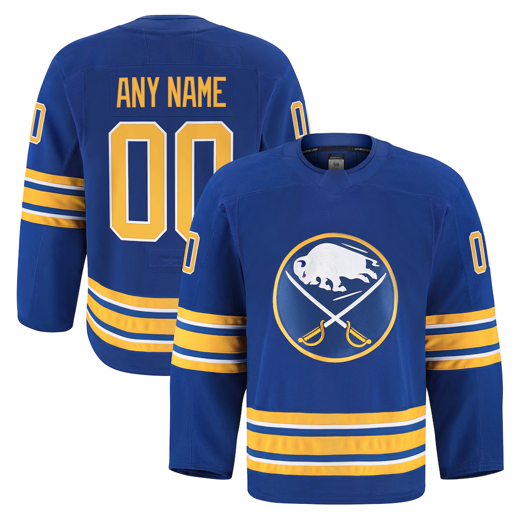 Pouc Custom B.Sabres Royal Home Authentic Pro Stitched Jerseys