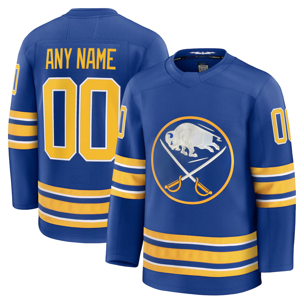 Pouc Custom B.Sabres Royal Home Premium Stitched Jerseys