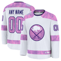 Pouc Custom B.Sabres White 2024 Hockey Fights Cancer Practice Stitched Jerseys