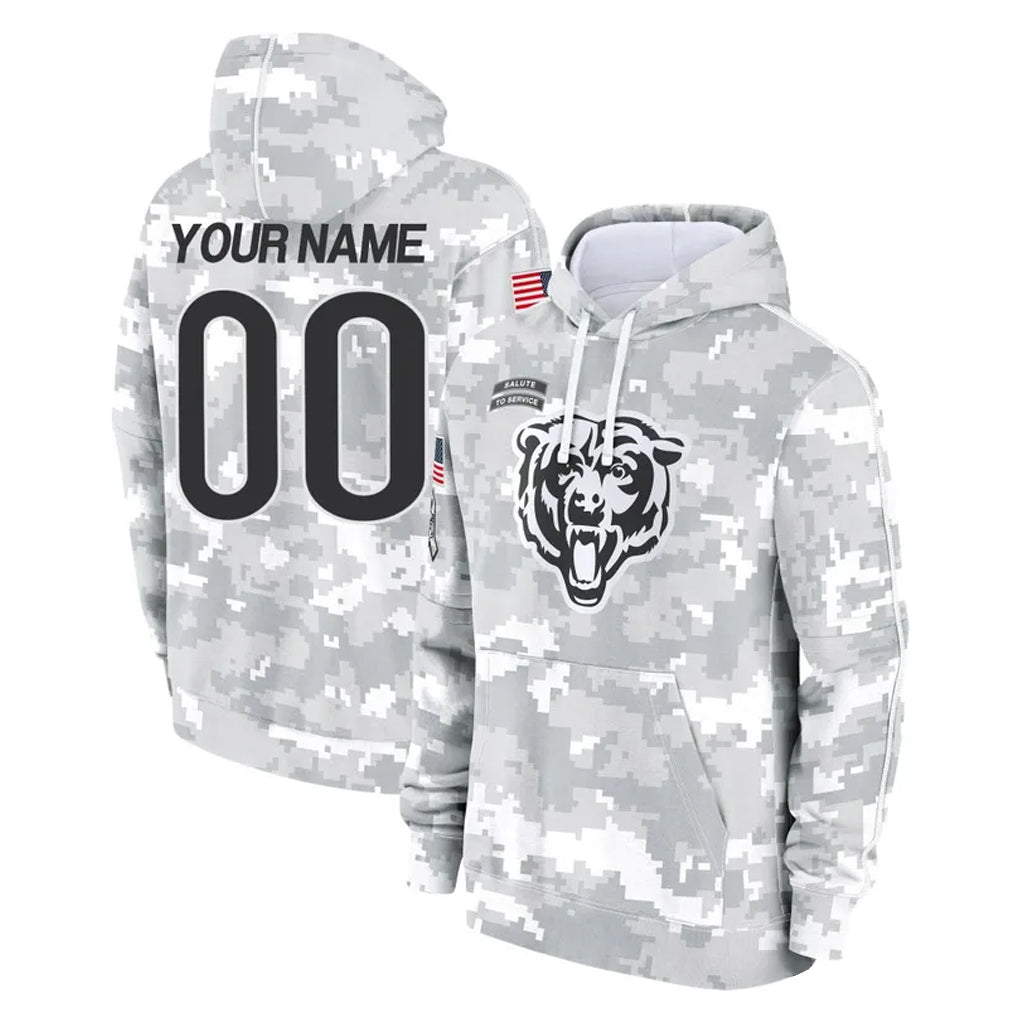 Pouc Custom C.Bears Arctic Camo Salute to Service Pullover Hoodies Limited Any Name & Numbers Stitched Jerseys