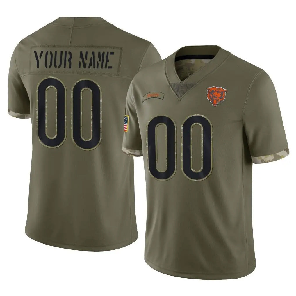 Pouc Custom C.Bears Olive Salute to Service Limited Game Any Name & Numbers Stitched Jerseys