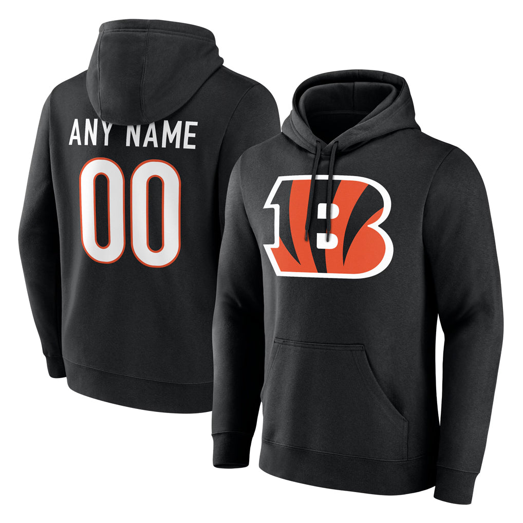 Pouc Custom C.Bengals Black Long Sleeve Hoodie Any Name & Numbers Stitched Jerseys