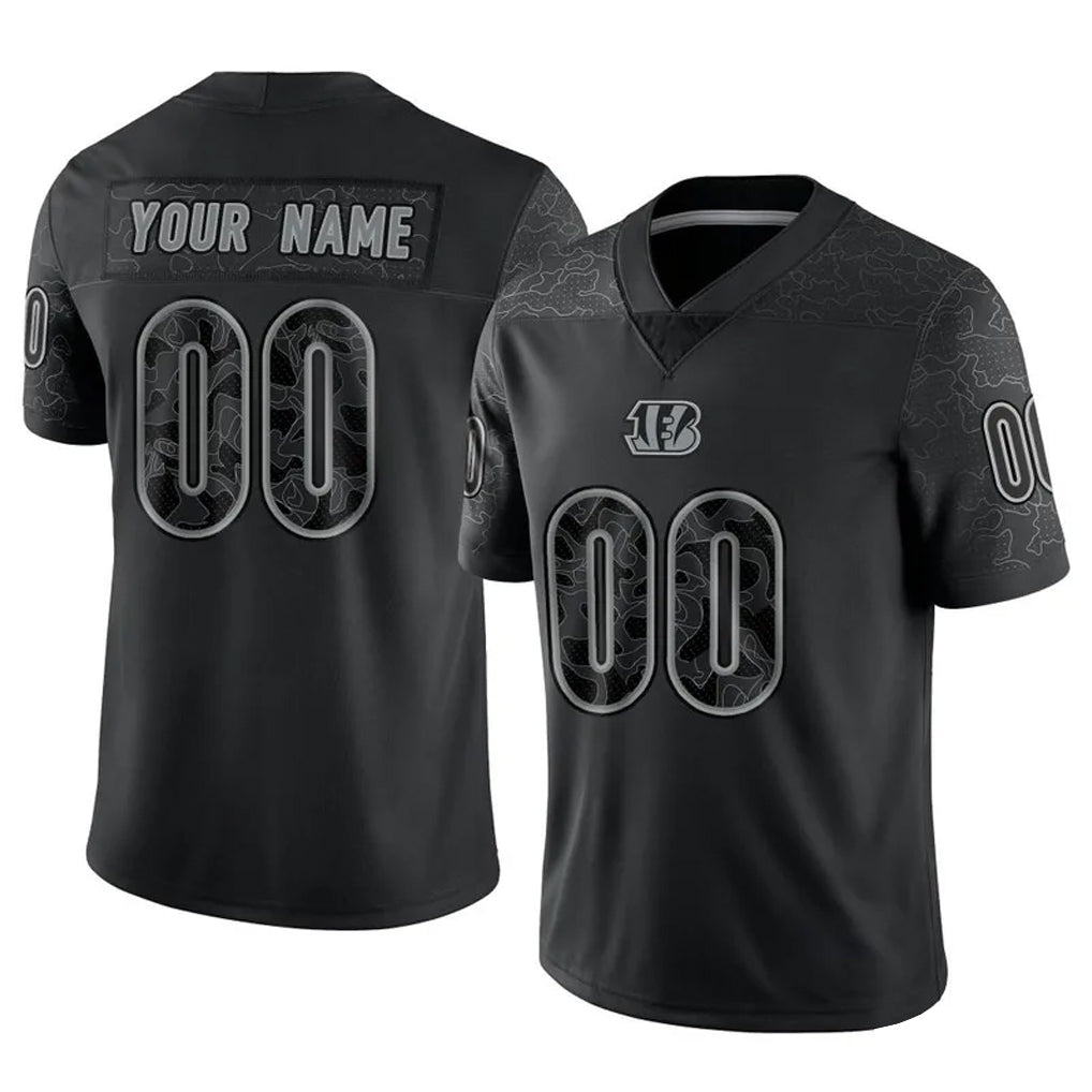 Pouc Custom C.Bengals Black Reflective Limited Game Any Name & Numbers Stitched Jerseys