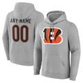 Pouc Custom C.Bengals Gray Team Authentic Personalized Name & Number Hoodie Stitched Jerseys