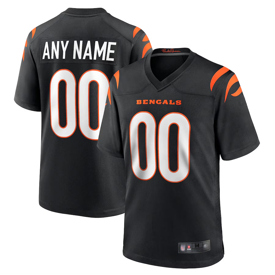 Pouc Custom C.Bengals Home Replica Game Football Jerseys - Black - Custom