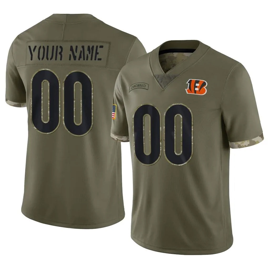 Pouc Custom C.Bengals Olive Salute to Service Limited Game Any Name & Numbers Stitched Jerseys
