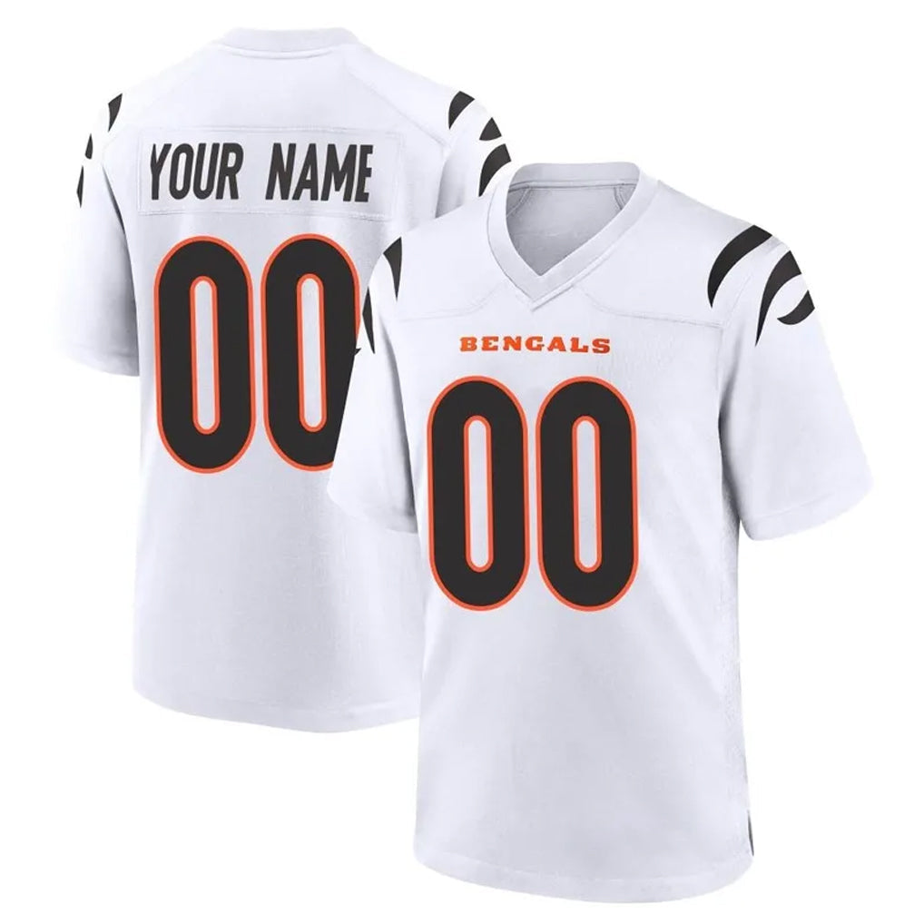 Pouc Custom C.Bengals White Home Game Any Name & Numbers Stitched Jerseys