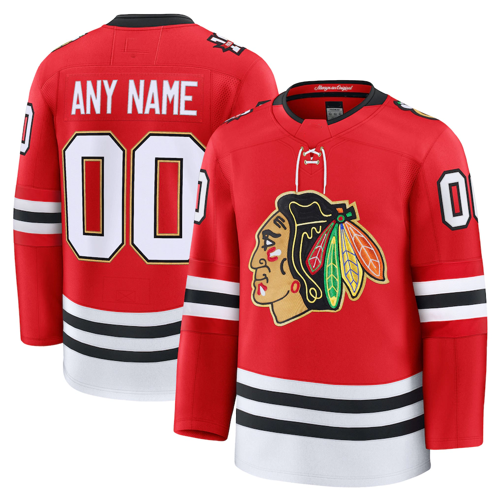 Pouc Custom C.Blackhawks Red Centennial Premium Jerseys