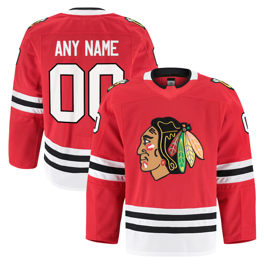Pouc Custom C.Blackhawks Red Home Authentic Pro Jerseys