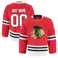 Pouc Custom C.Blackhawks Red Home Authentic Pro Jerseys