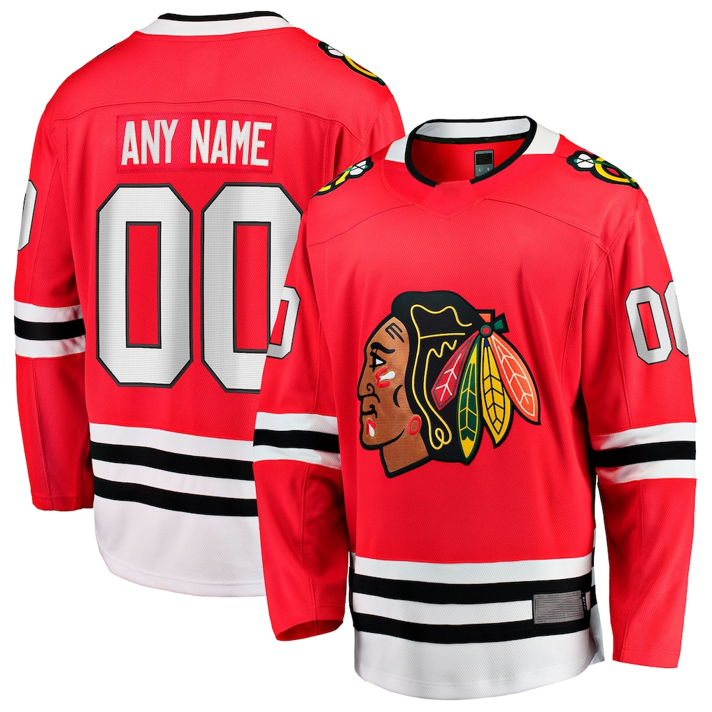 Pouc Custom C.Blackhawks Red Home Breakaway Jerseys