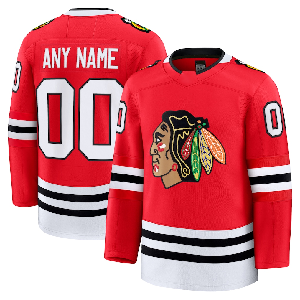 Pouc Custom C.Blackhawks Red Home Premium Jerseys