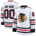 Pouc Custom C.Blackhawks White Away Premium Jerseys