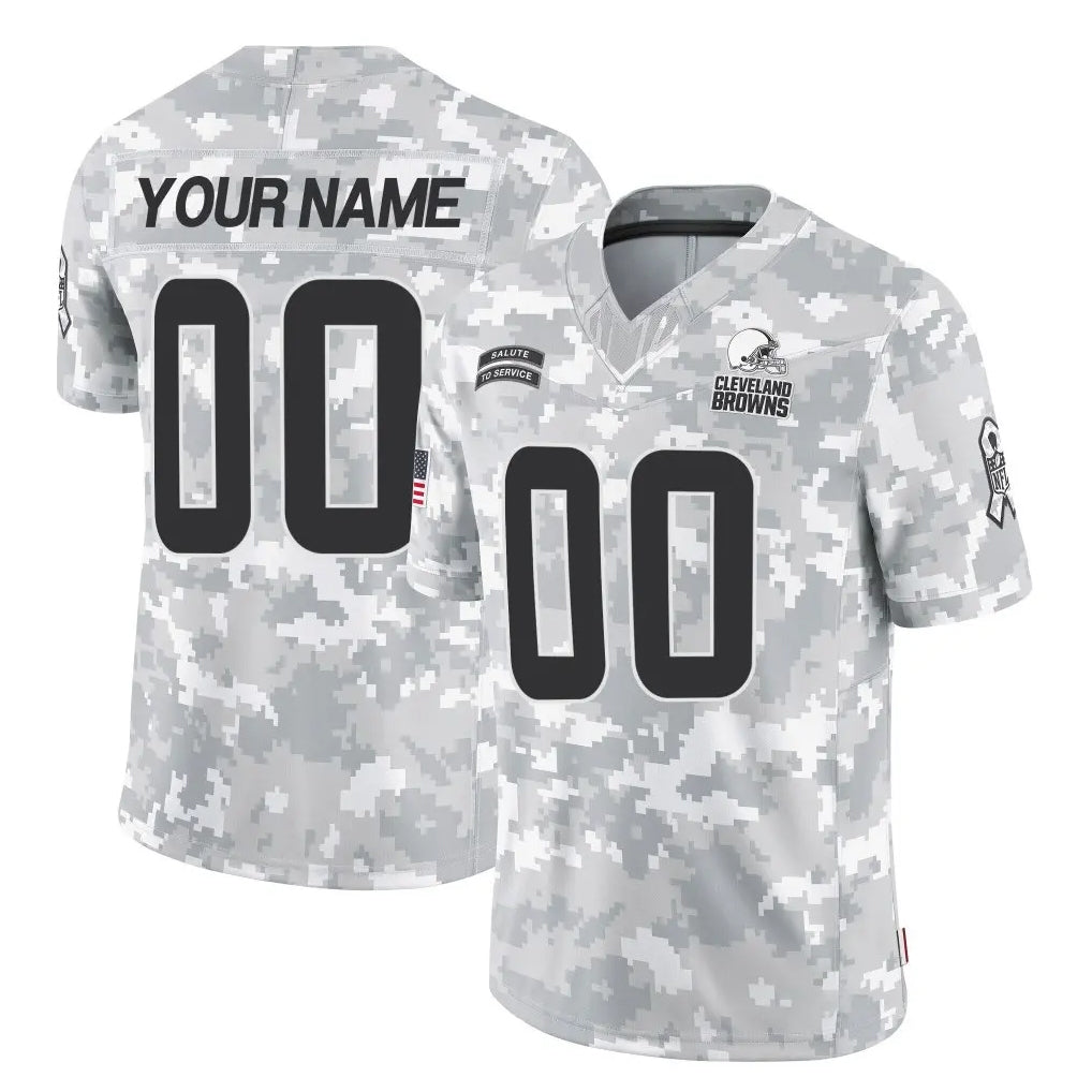 Pouc Custom C.Browns Arctic Camo Salute to Service Limited Home Game Any Name & Numbers Stitched Jerseys