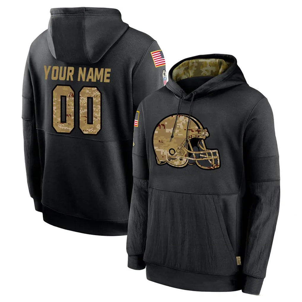 Pouc Custom C.Browns Black Salute to Service Pullover Hoodies Limited Any Name & Numbers Stitched Jerseys