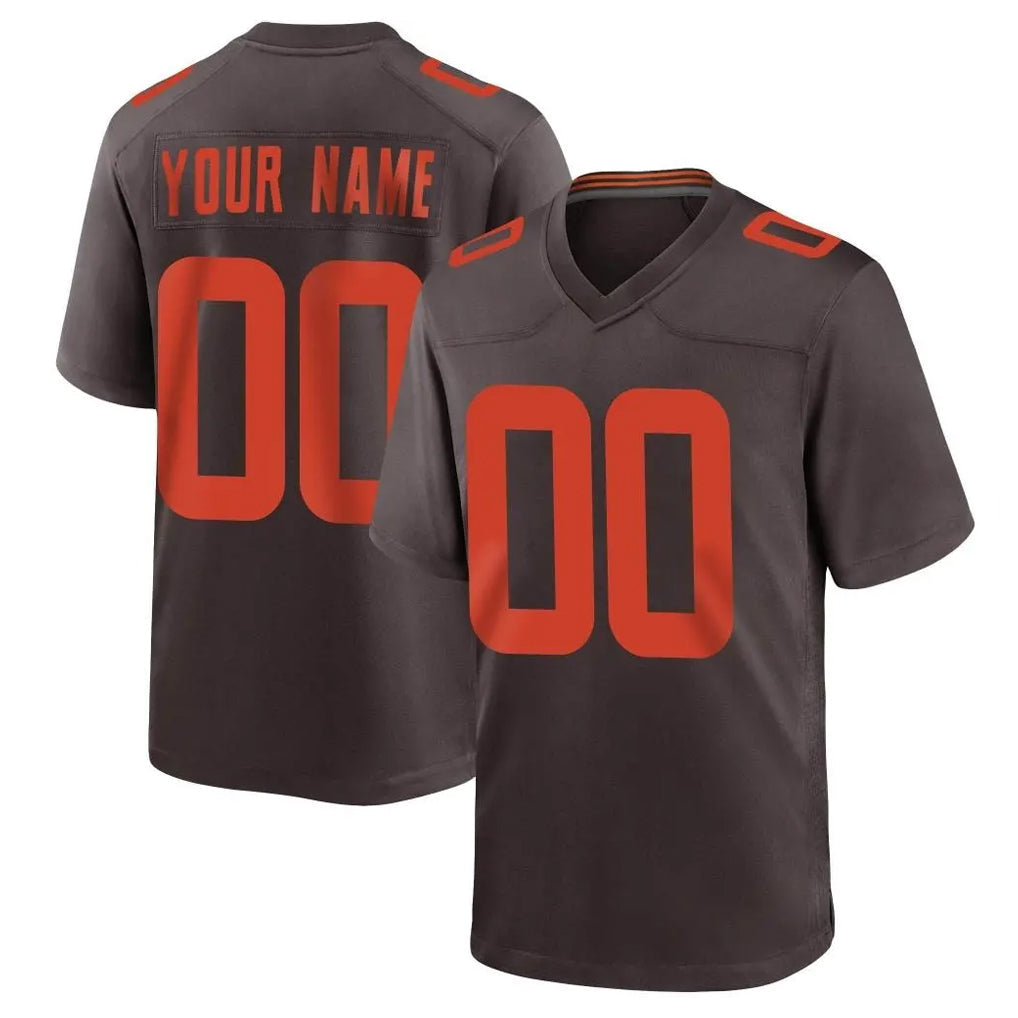 Pouc Custom C.Browns Brown Alternate Home Game Any Name & Numbers Stitched Jerseys