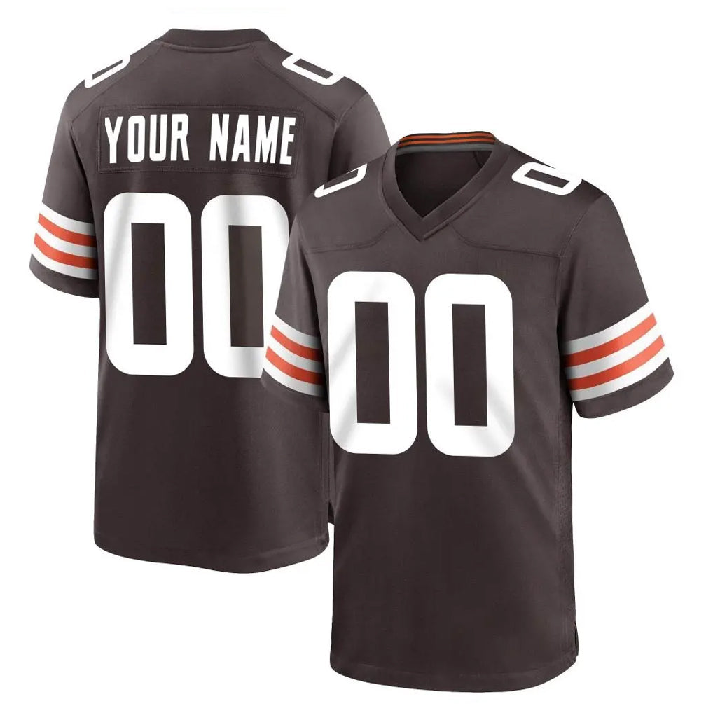Pouc Custom C.Browns Brown Home Game Any Name & Numbers Stitched Jerseys