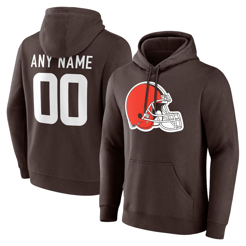Pouc Custom C.Browns Brown Primetime Logo Hoodie Any Name & Numbers Stitched Jerseys