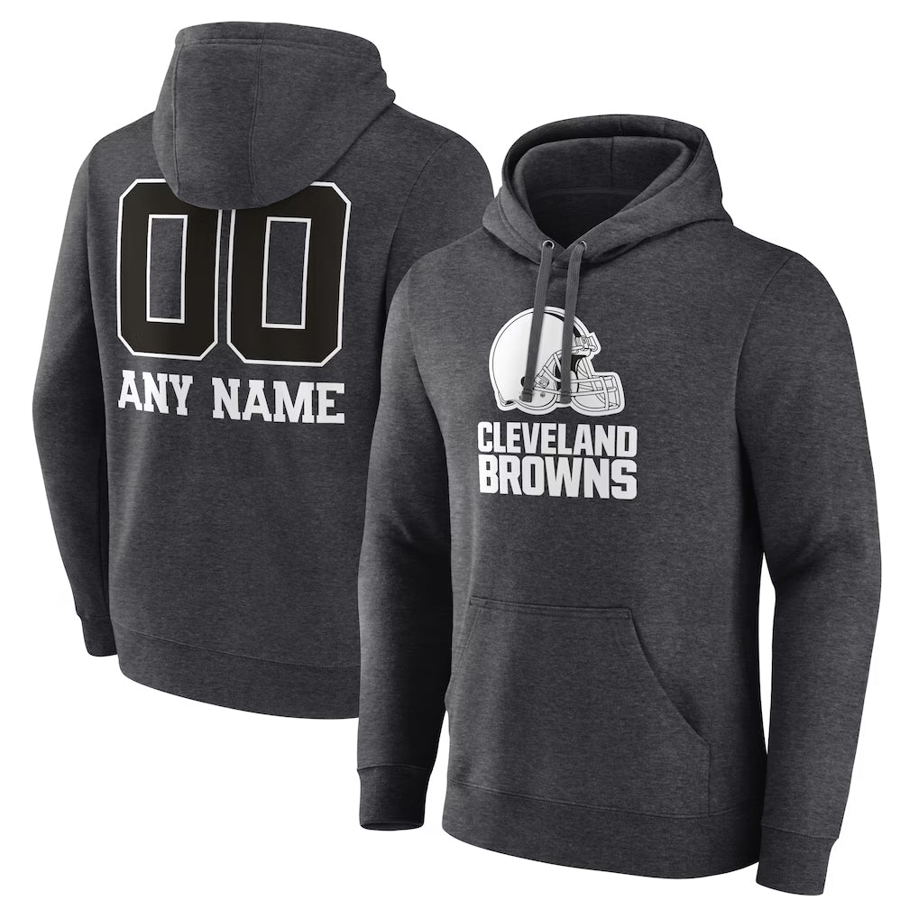 Pouc Custom C.Browns Charcoal Primetime Logo Hoodie Any Name & Numbers Stitched Jerseys