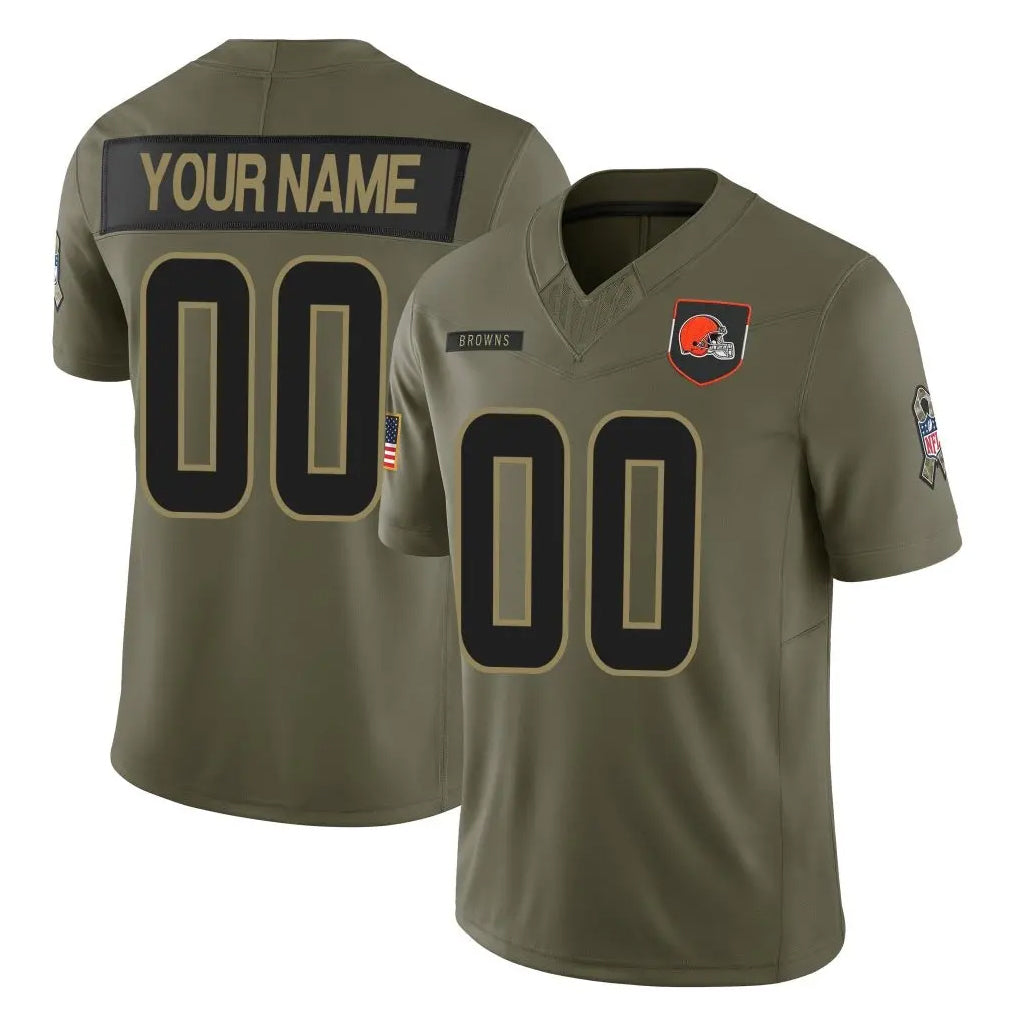 Pouc Custom C.Browns Olive 2025 Salute to Service Limited Home Game Any Name & Numbers Stitched Jerseys