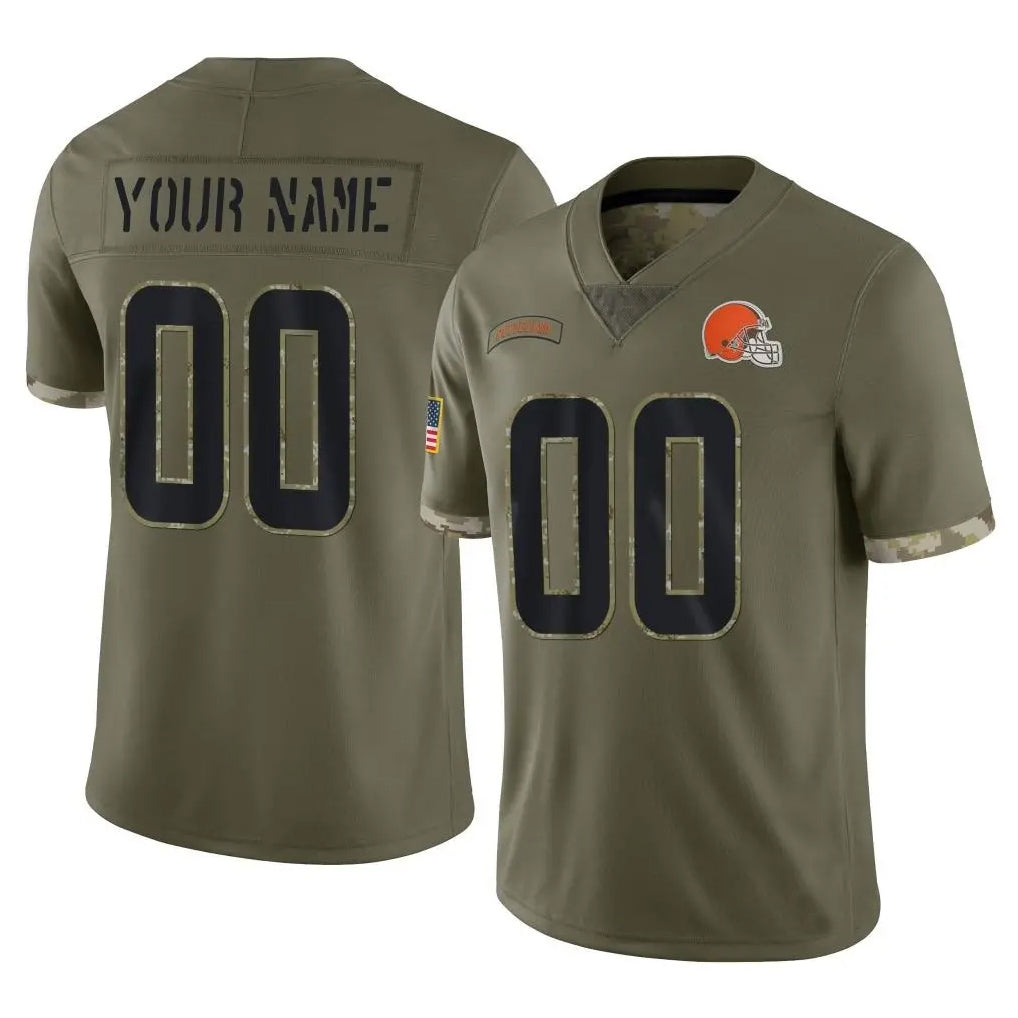 Pouc Custom C.Browns Olive Salute to Service Limited Game Any Name & Numbers Stitched Jerseys
