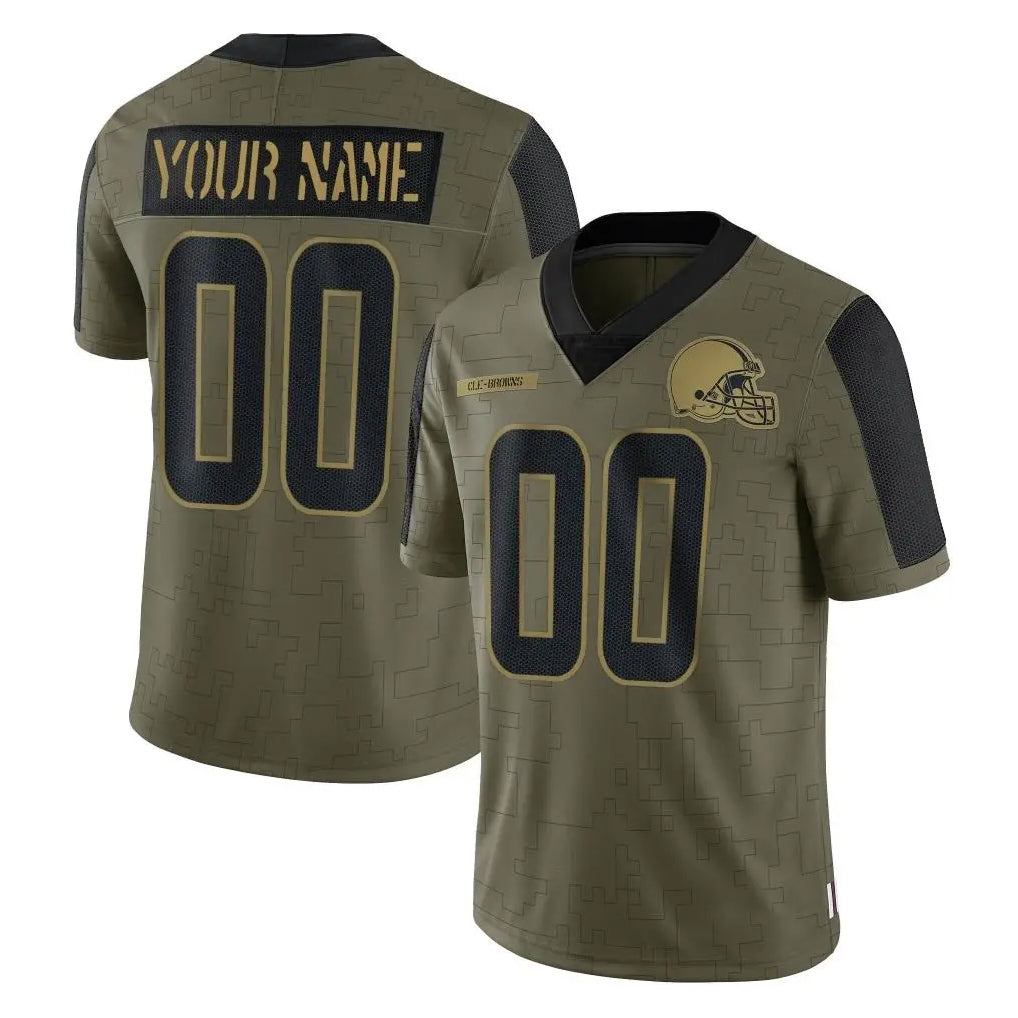 Pouc Custom C.Browns Olive Salute to Service Limited Home Game Any Name & Numbers Stitched Jerseys