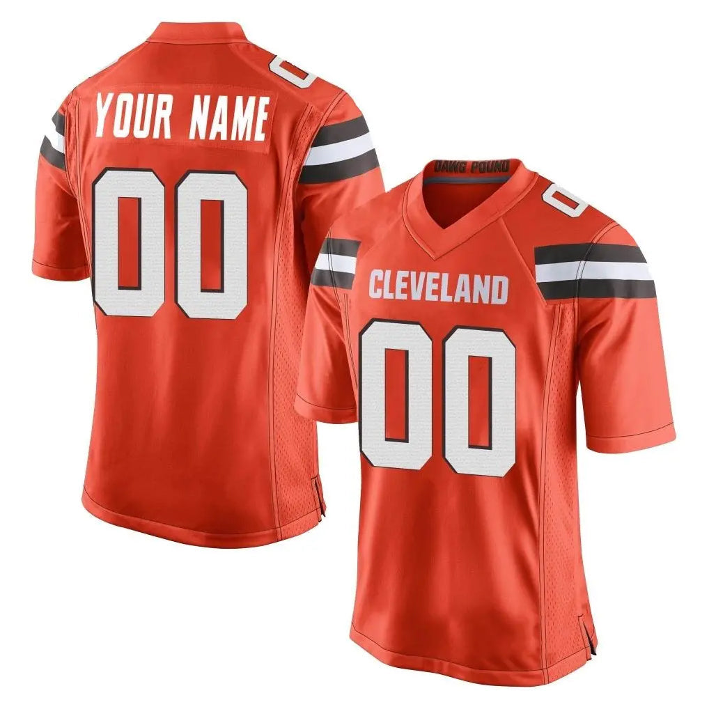 Pouc Custom C.Browns Orange Vapor Limited Home Game Any Name & Numbers Stitched Jerseys