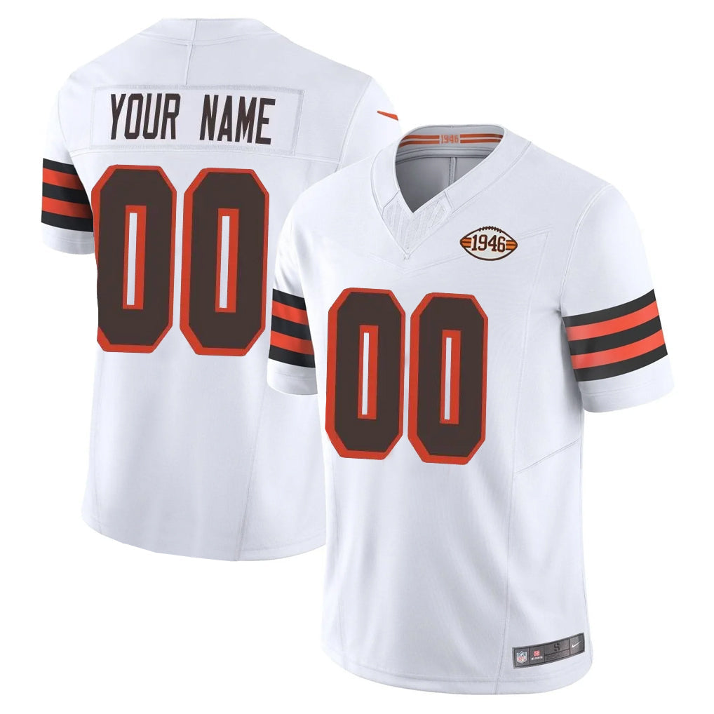 Pouc Custom C.Browns White Limited Vapor F.U.S.E. Alternate Game Any Name & Numbers Stitched Jerseys