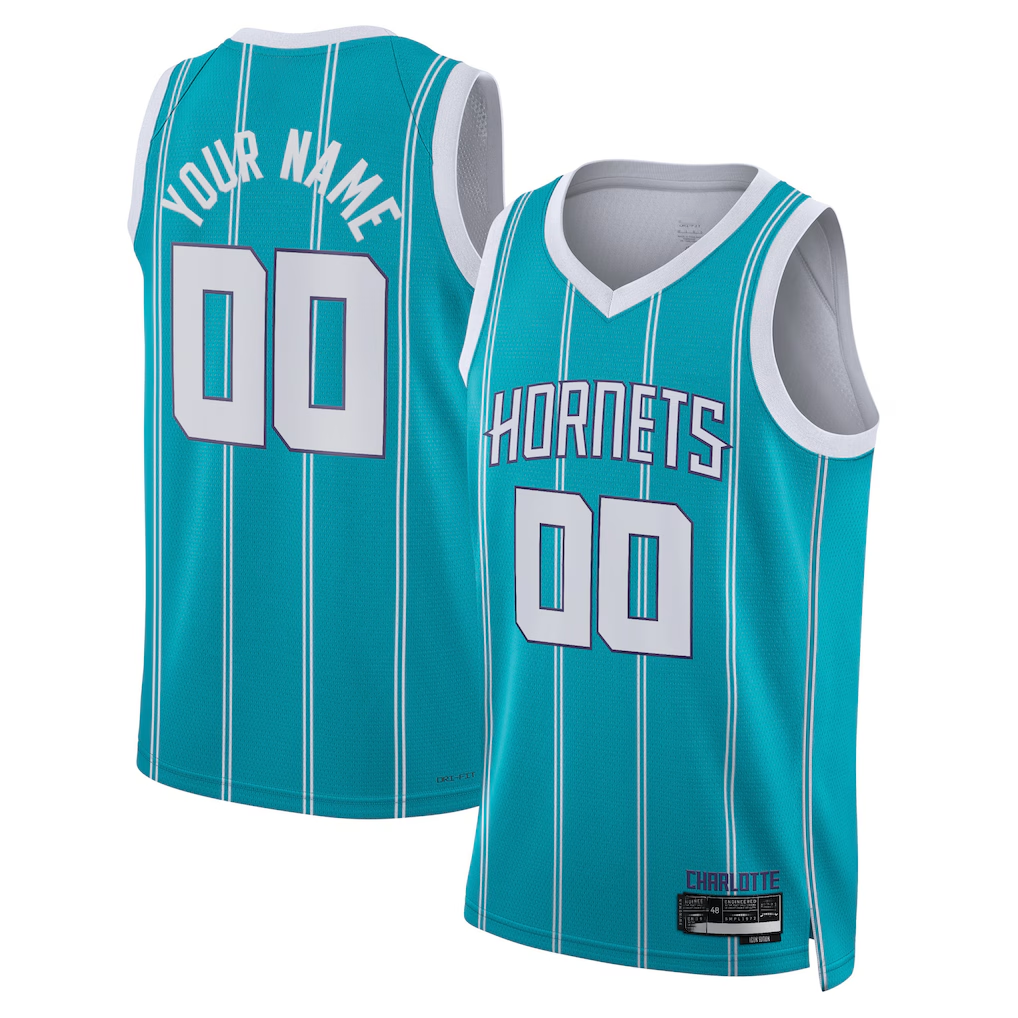 Pouc Custom C.Hornets  Teal Swingman Jerseys - Icon Edition